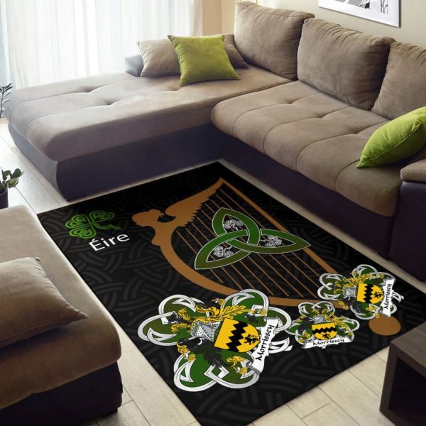 Ireland Area Rug - Morrissey Family Crest Area Rug - Harp And Shamrock