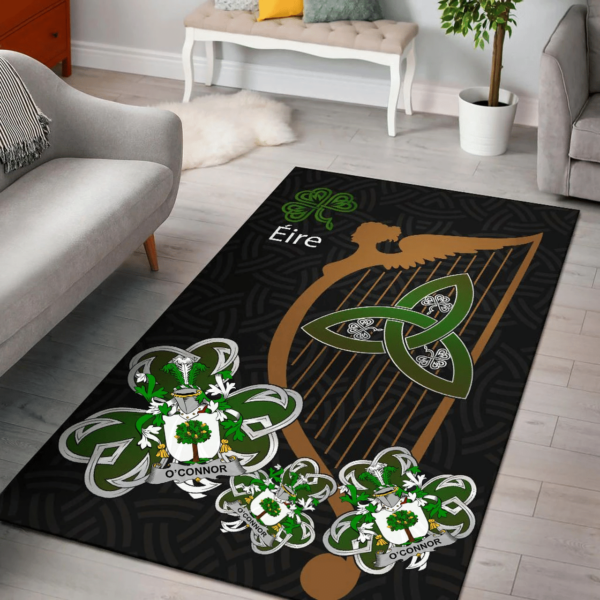 Ireland Area Rug - Connor or O'Connor (Faly) Family Crest Area Rug - Harp And Shamrock - Image 2