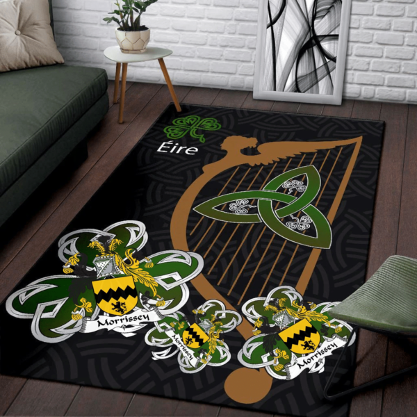 Ireland Area Rug - Morrissey Family Crest Area Rug - Harp And Shamrock - Image 3