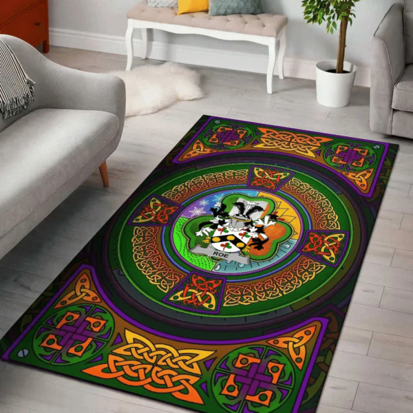 Ireland Area Rug - Roe Family Crest Area Rug - Celtic Elements