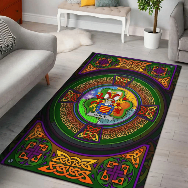 Ireland Area Rug - Marlay or O'Marley Family Crest Area Rug - Celtic Elements