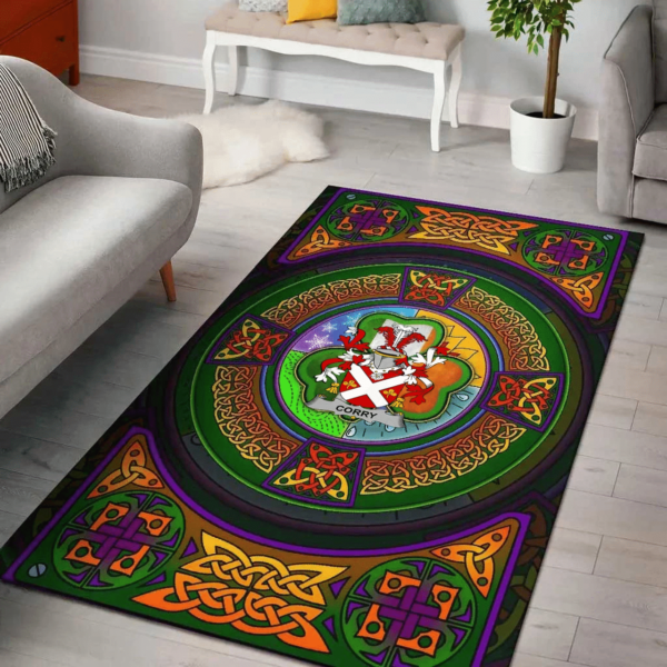 Ireland Area Rug - Corry or O'Corry Family Crest Area Rug - Celtic Elements