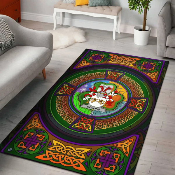 Ireland Area Rug - Collins Family Crest Area Rug - Celtic Elements