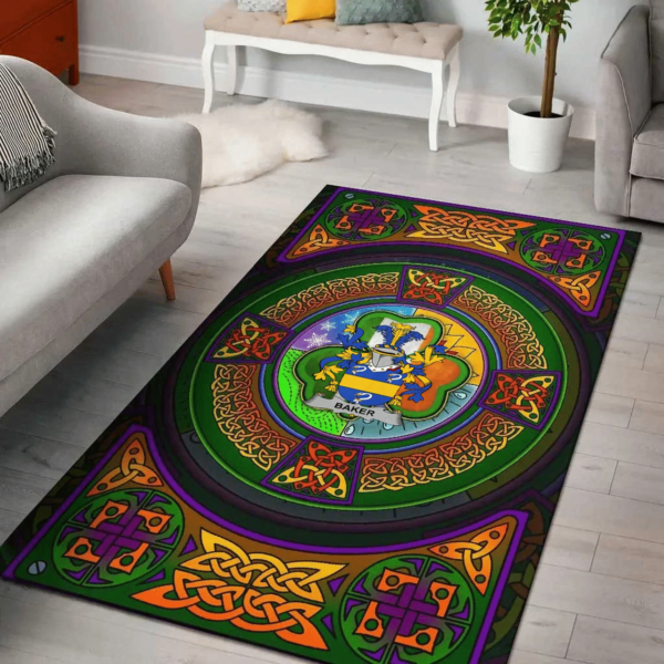 Ireland Area Rug - Baker Family Crest Area Rug - Celtic Elements