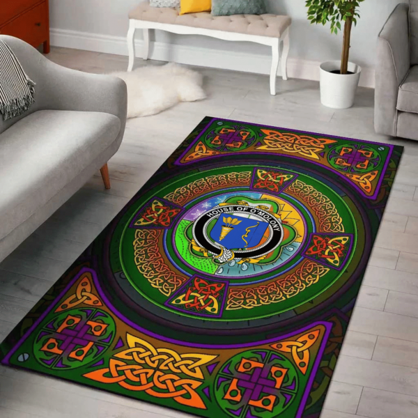 Ireland Area Rug - House of O'MOLONY Family Crest Area Rug - Celtic Elements