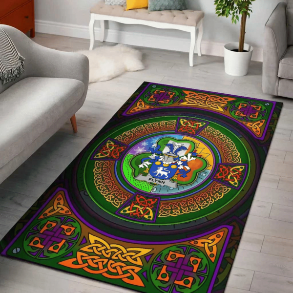 Ireland Area Rug - Flynn or O'Flynn Family Crest Area Rug - Celtic Elements