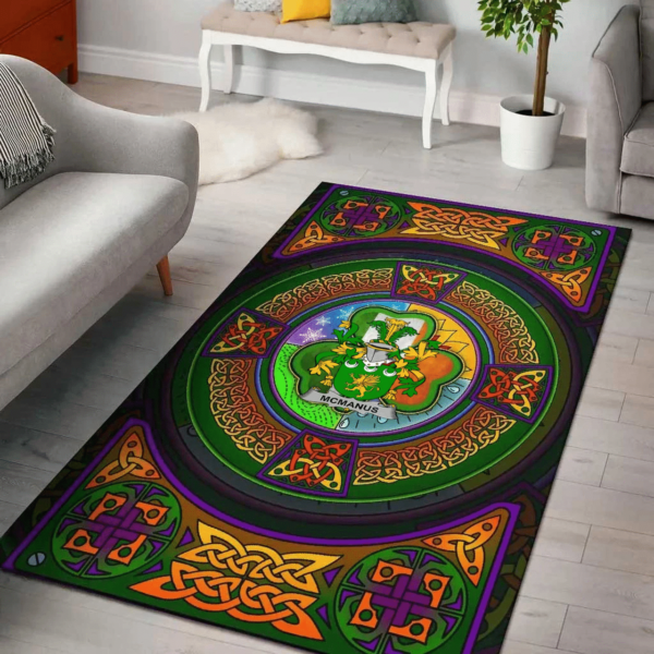 Ireland Area Rug - McManus Family Crest Area Rug - Celtic Elements