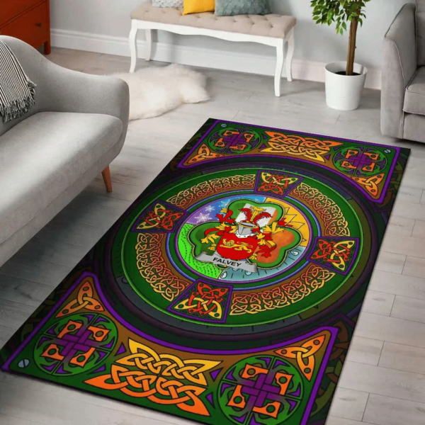 Ireland Area Rug - Falvey or O'Falvey Family Crest Area Rug - Celtic Elements