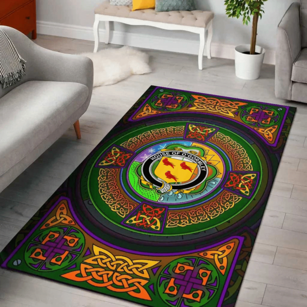 Ireland Area Rug - House of O'GORMLEY Family Crest Area Rug - Celtic Elements