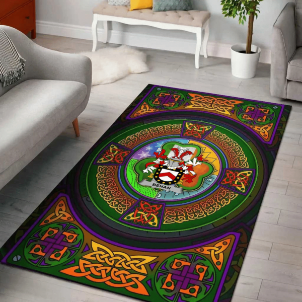 Ireland Area Rug - Behan Family Crest Area Rug - Celtic Elements