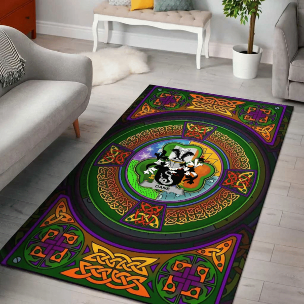 Ireland Area Rug - Dane or O'Dane Family Crest Area Rug - Celtic Elements