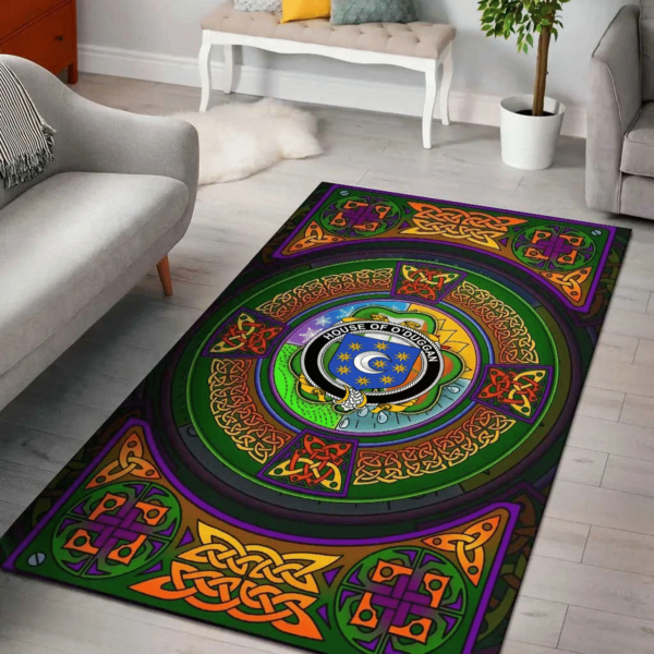 Ireland Area Rug - House of O'DUGGAN Family Crest Area Rug - Celtic Elements