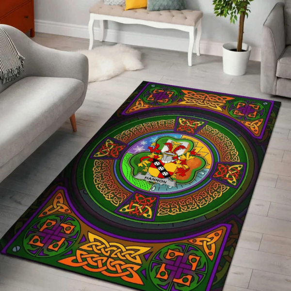 Ireland Area Rug - Hannon or O'Hannon Family Crest Area Rug - Celtic Elements