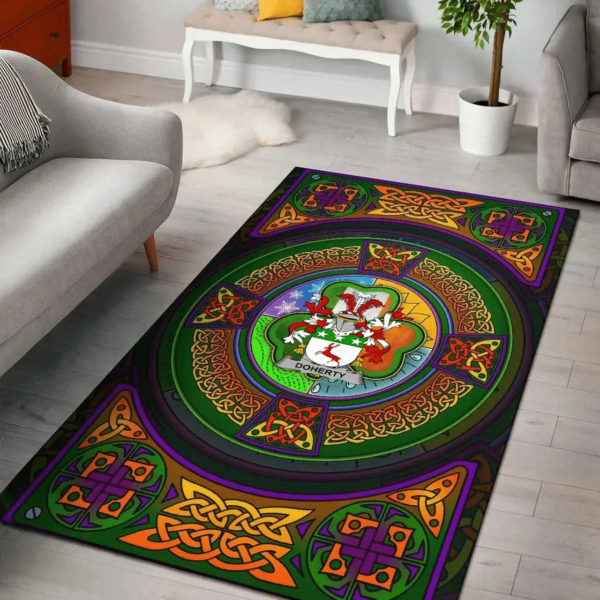 Ireland Area Rug - Doherty or O'Doherty Family Crest Area Rug - Celtic Elements