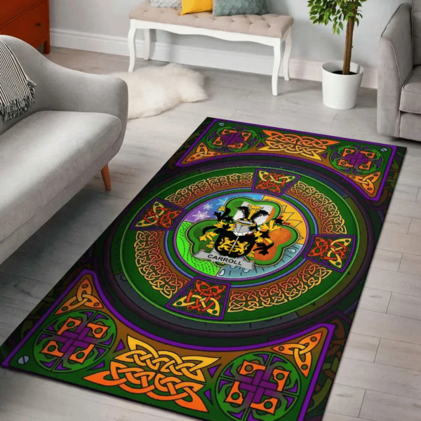 Ireland Area Rug - Carroll or O'Carroll Family Crest Area Rug - Celtic Elements