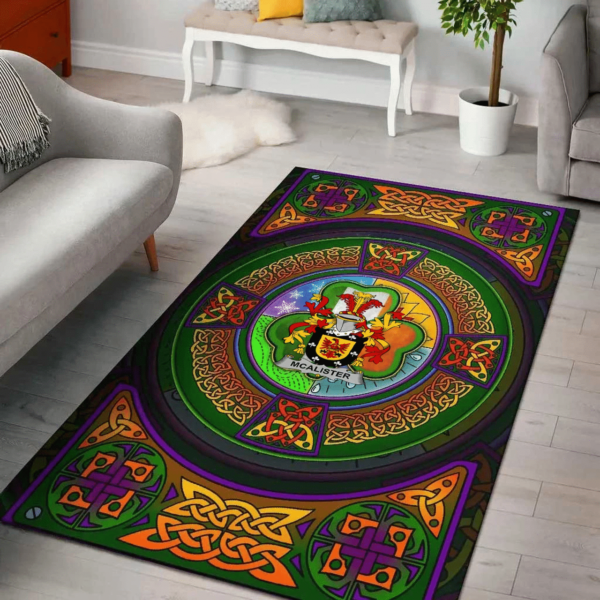 Ireland Area Rug - Alister or McAlister Family Crest Area Rug - Celtic Elements