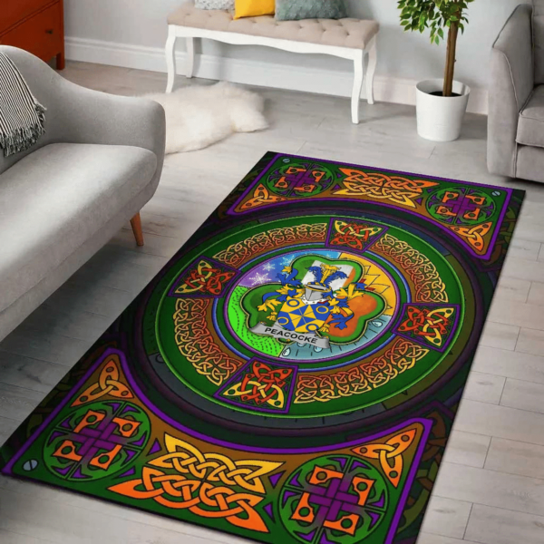 Ireland Area Rug - Peacocke Family Crest Area Rug - Celtic Elements