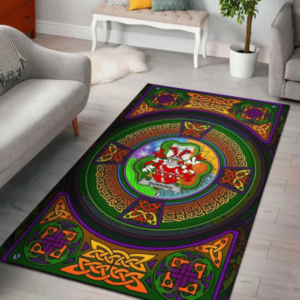 Ireland Area Rug - Gunning or O'Gunning Family Crest Area Rug - Celtic Elements