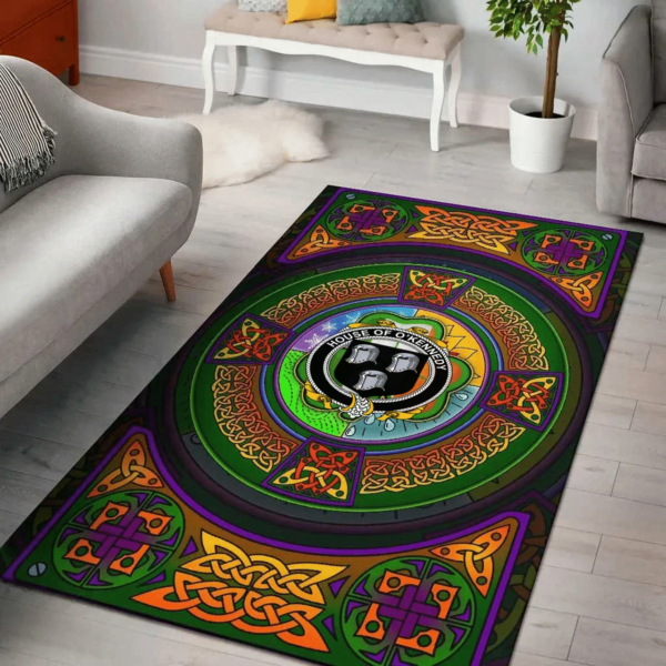 Ireland Area Rug - House of O'KENNEDY Family Crest Area Rug - Celtic Elements