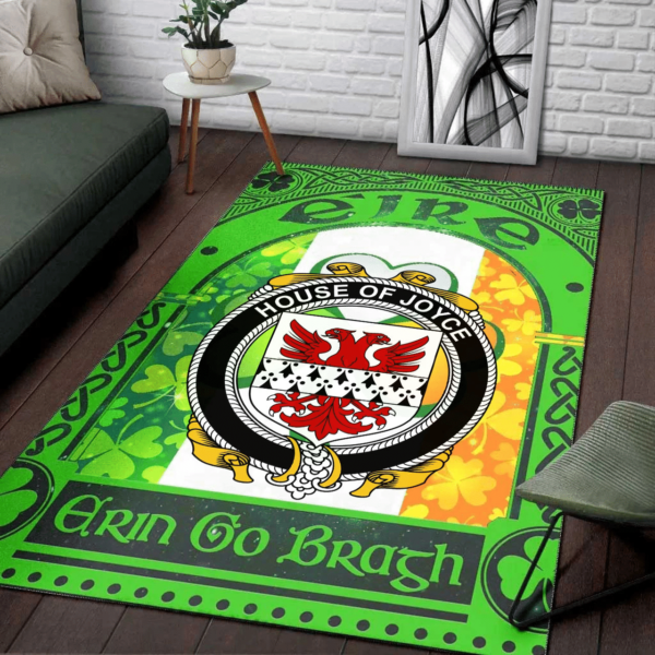 Ireland Area Rug - House of JOYCE Family Crest Area Rug - Irish Shamrock With Ireland Flag