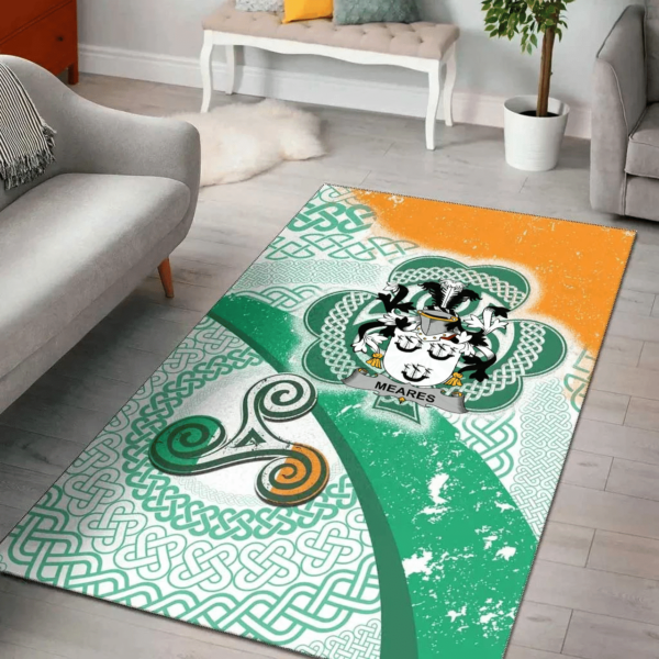 Ireland Area Rug - Meares Family Crest Area Rug - Ireland Shamrock With Celtic Patterns - Image 2