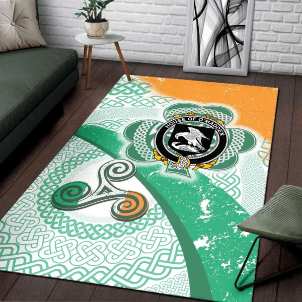 Ireland Area Rug - House of O'MADDEN Family Crest Area Rug - Ireland Shamrock With Celtic Patterns - Image 3