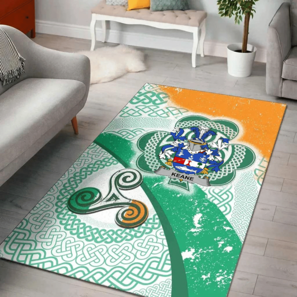 Ireland Area Rug - Keane or O'Cahan Family Crest Area Rug - Ireland Shamrock With Celtic Patterns - Image 2