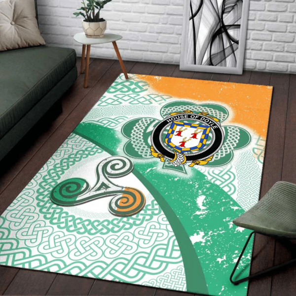 Ireland Area Rug - House of DOYLE Family Crest Area Rug - Ireland Shamrock With Celtic Patterns - Image 3