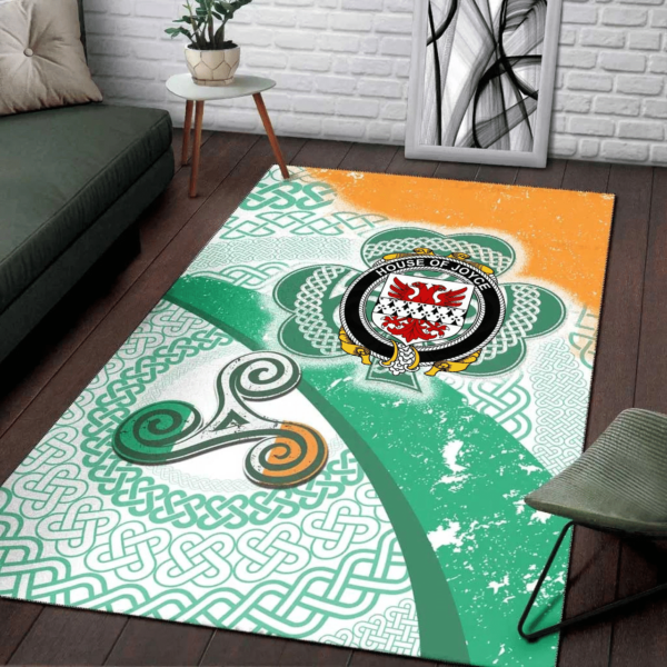 Ireland Area Rug - House of JOYCE Family Crest Area Rug - Ireland Shamrock With Celtic Patterns - Image 3