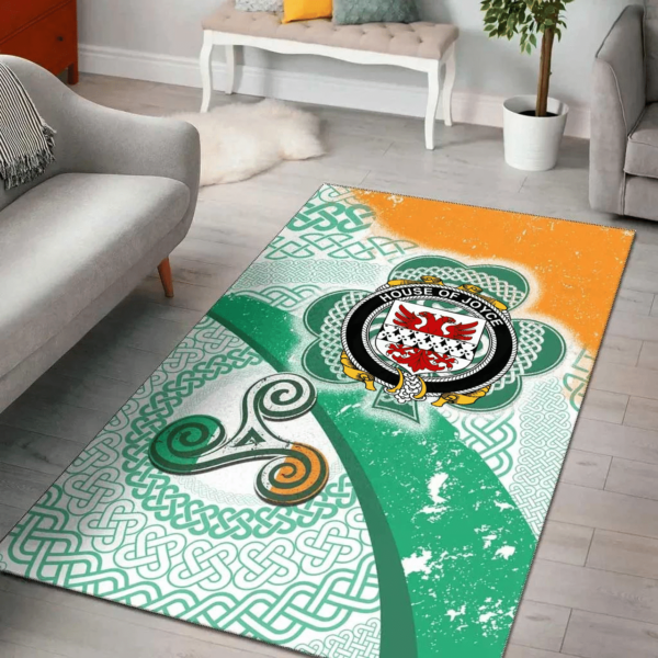 Ireland Area Rug - House of JOYCE Family Crest Area Rug - Ireland Shamrock With Celtic Patterns - Image 2