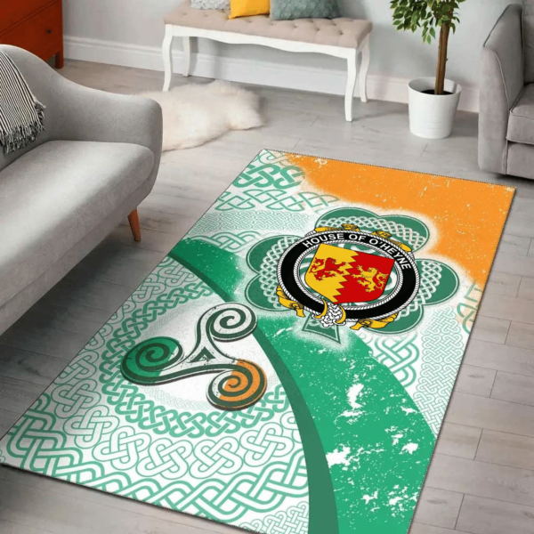 Ireland Area Rug - House of O'HEYNE Family Crest Area Rug - Ireland Shamrock With Celtic Patterns - Image 2