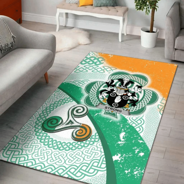 Ireland Area Rug - Strong Family Crest Area Rug - Ireland Shamrock With Celtic Patterns - Image 2