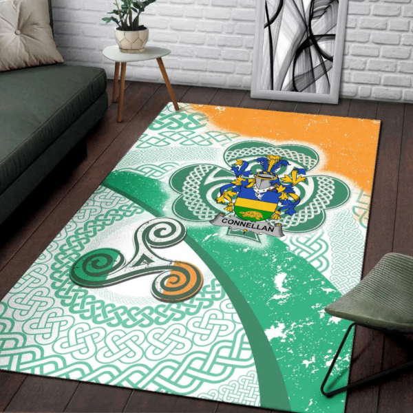 Ireland Area Rug - Connellan or O'Connellan Family Crest Area Rug - Ireland Shamrock With Celtic Patterns - Image 3