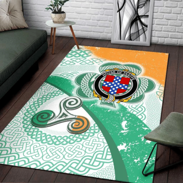 Ireland Area Rug - House of TAAFFE Family Crest Area Rug - Ireland Shamrock With Celtic Patterns - Image 3