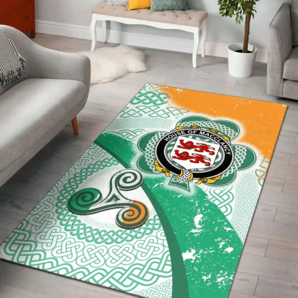 Ireland Area Rug - House of MACCLANCY Family Crest Area Rug - Ireland Shamrock With Celtic Patterns - Image 2