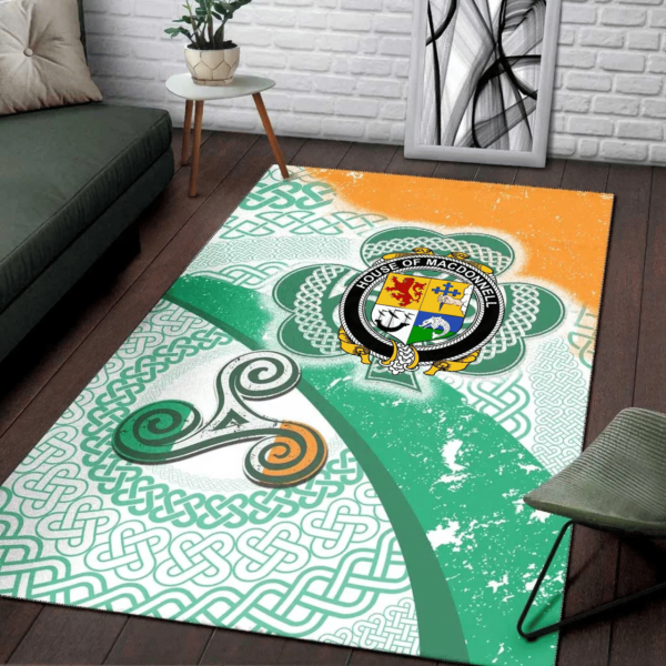 Ireland Area Rug - House of MACDONNELL (of the Glens) Family Crest Area Rug - Ireland Shamrock With Celtic Patterns - Image 3