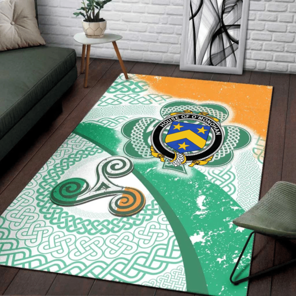 Ireland Area Rug - House of O'MONOHAN Family Crest Area Rug - Ireland Shamrock With Celtic Patterns - Image 3