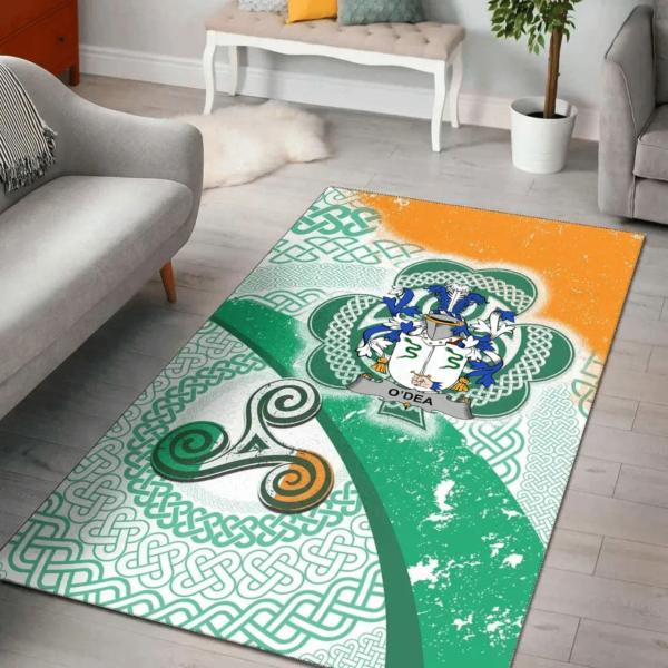 Ireland Area Rug - Dea or O'Dea Family Crest Area Rug - Ireland Shamrock With Celtic Patterns - Image 2