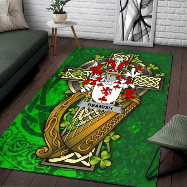 Ireland Area Rug - Beamish Family Crest Area Rug - Ireland Coat Of Arms with Shamrock - Image 2