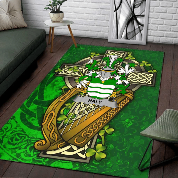 Ireland Area Rug - Haly Family Crest Area Rug - Ireland Coat Of Arms with Shamrock - Image 2