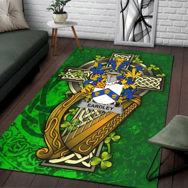 Ireland Area Rug - Eardley Family Crest Area Rug - Ireland Coat Of Arms with Shamrock - Image 2