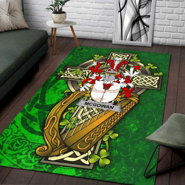 Ireland Area Rug - McGowan or McGouan Family Crest Area Rug - Ireland Coat Of Arms with Shamrock - Image 2