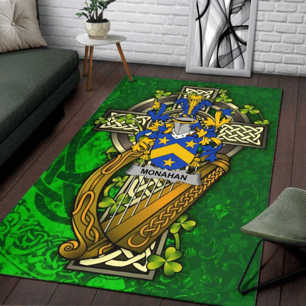 Ireland Area Rug - Monahan or O'Monaghan Family Crest Area Rug - Ireland Coat Of Arms with Shamrock - Image 2