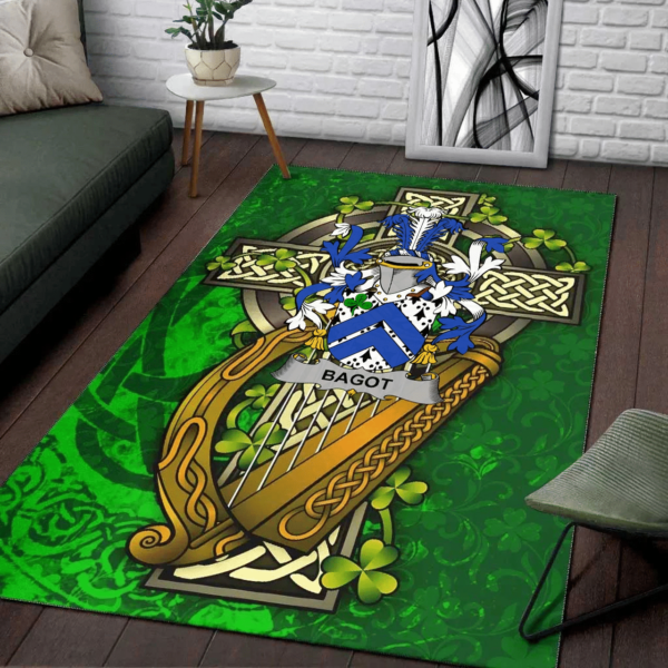 Ireland Area Rug - Bagot Family Crest Area Rug - Ireland Coat Of Arms with Shamrock - Image 2