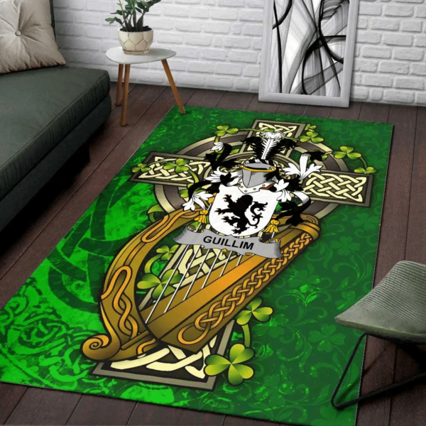 Ireland Area Rug - Guillim Family Crest Area Rug - Ireland Coat Of Arms with Shamrock - Image 2