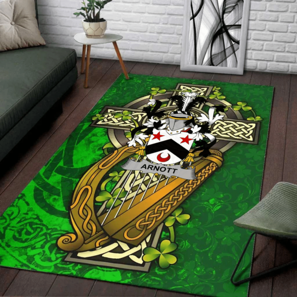 Ireland Area Rug - Arnott Family Crest Area Rug - Ireland Coat Of Arms with Shamrock - Image 2