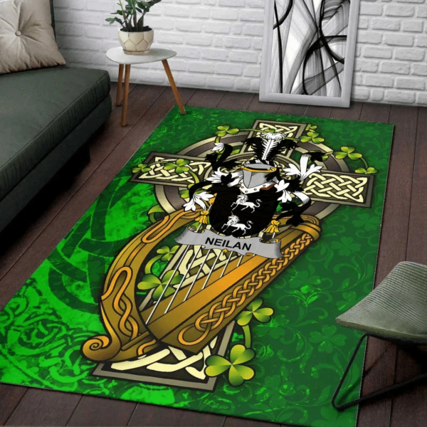 Ireland Area Rug - Neilan or O'Neylan Family Crest Area Rug - Ireland Coat Of Arms with Shamrock - Image 2