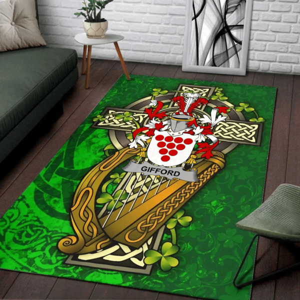 Ireland Area Rug - Gifford Family Crest Area Rug - Ireland Coat Of Arms with Shamrock - Image 2