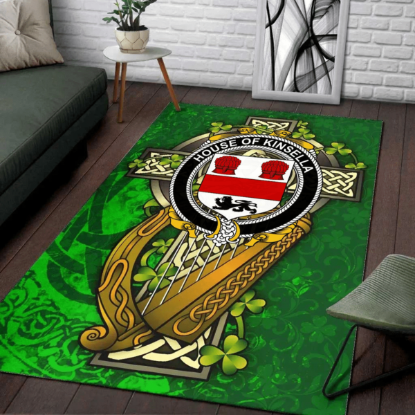 Ireland Area Rug - House of KINSELLA Family Crest Area Rug - Ireland Coat Of Arms with Shamrock - Image 2