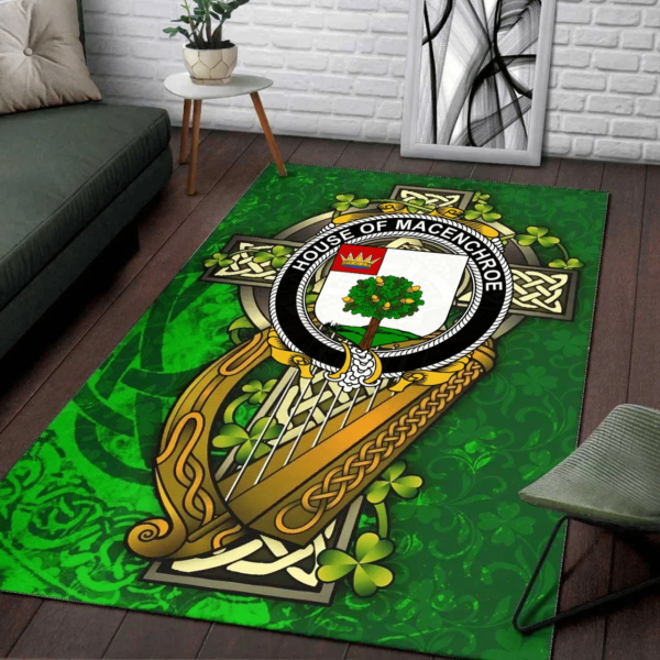 Ireland Area Rug - House of MACENCHROE Family Crest Area Rug - Ireland Coat Of Arms with Shamrock - Image 2